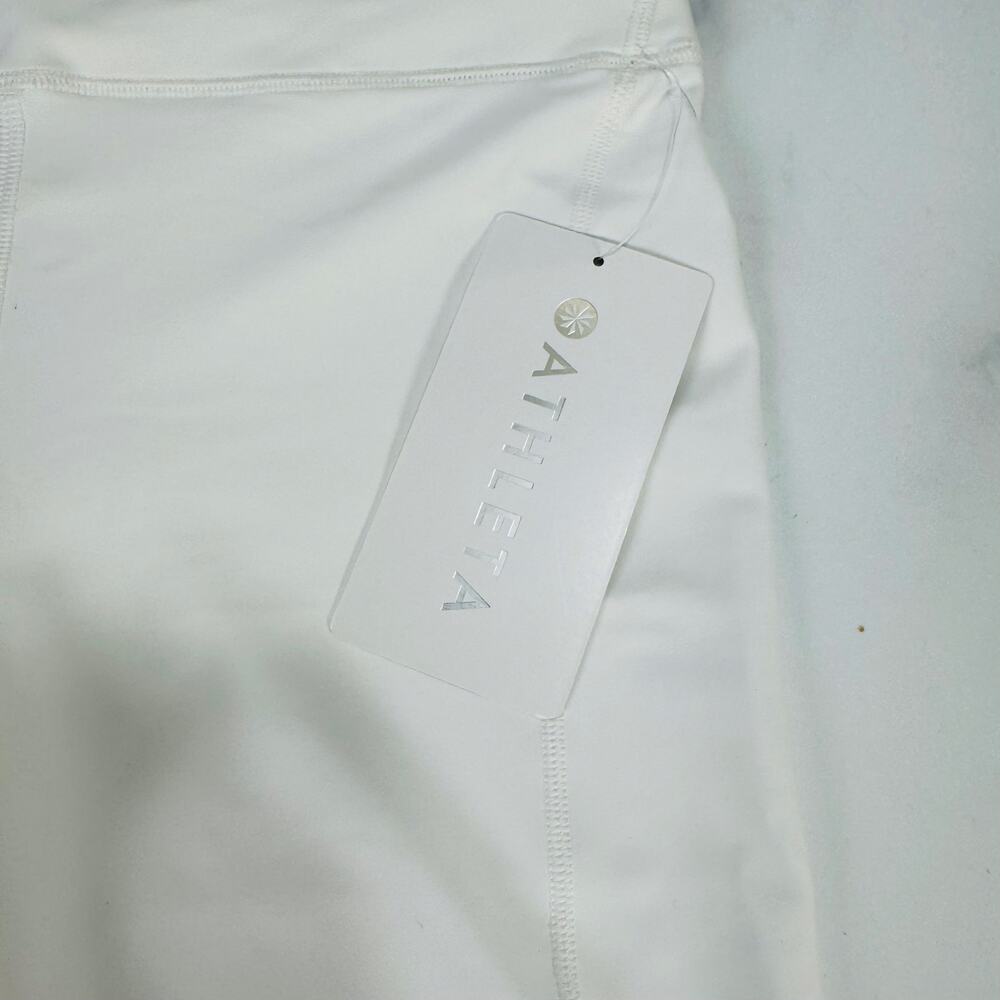 Athleta White Pace Setter 7/8 Leggings –Medium-Power Move Fabric Sporty Chic NWT - Picture 7 of 13